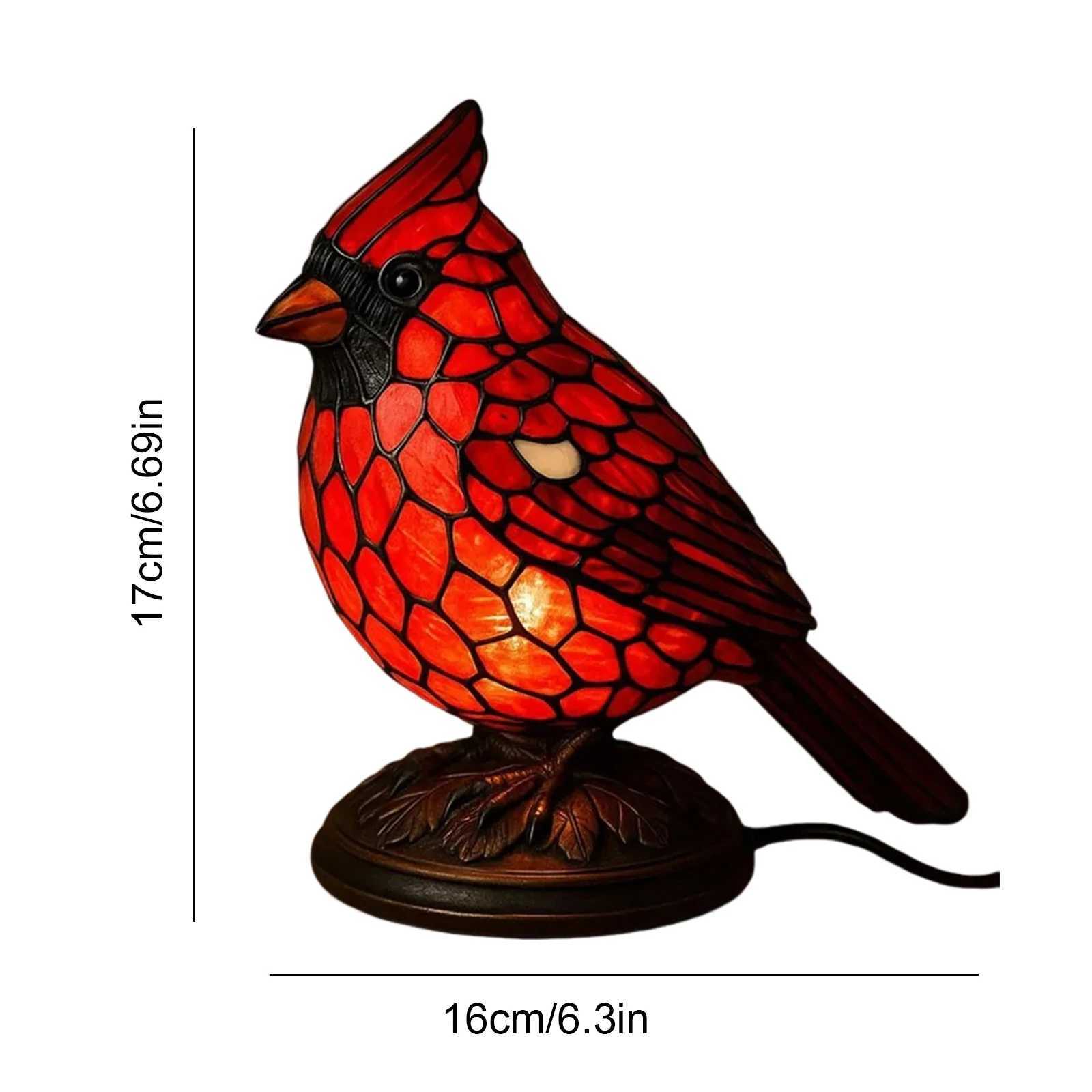 Christmas Art Decor Light Decorative Red Bird Table Lamp Red Bird Night Light for Bedroom Living Room C251115