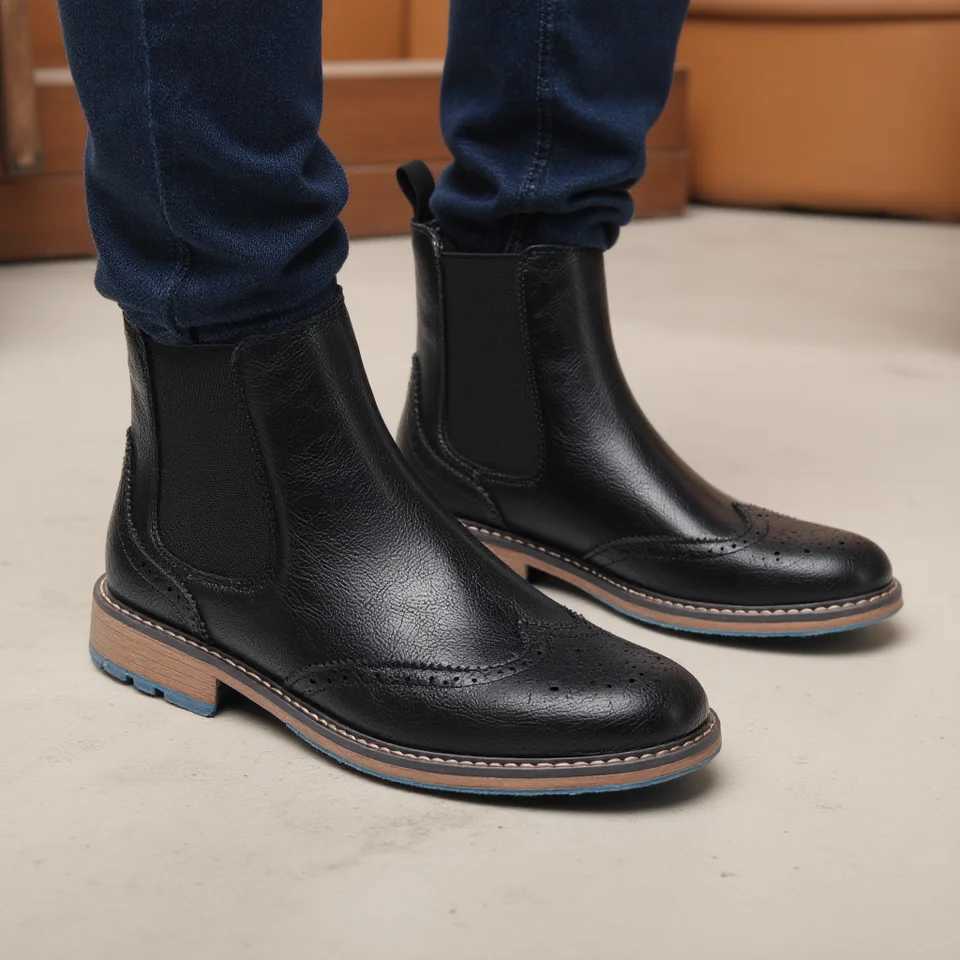 Size 713 Brogue Chelsea Men Boots Classical American Style Leather Boots W251024