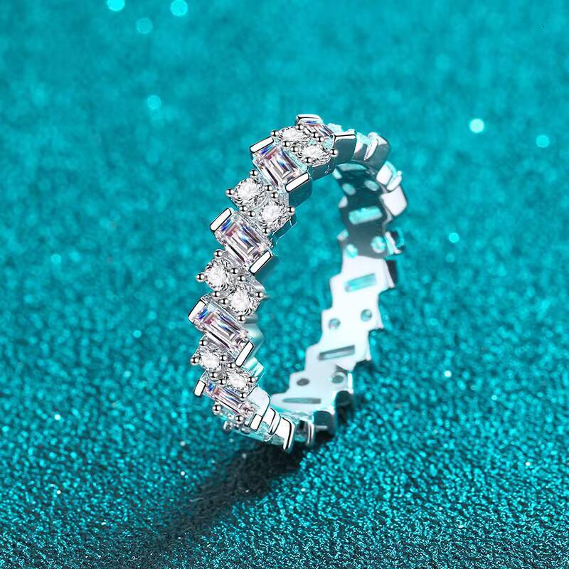 High Quality Womens 925 Pure Silver Moissanite Ring PT950 Gold Plating