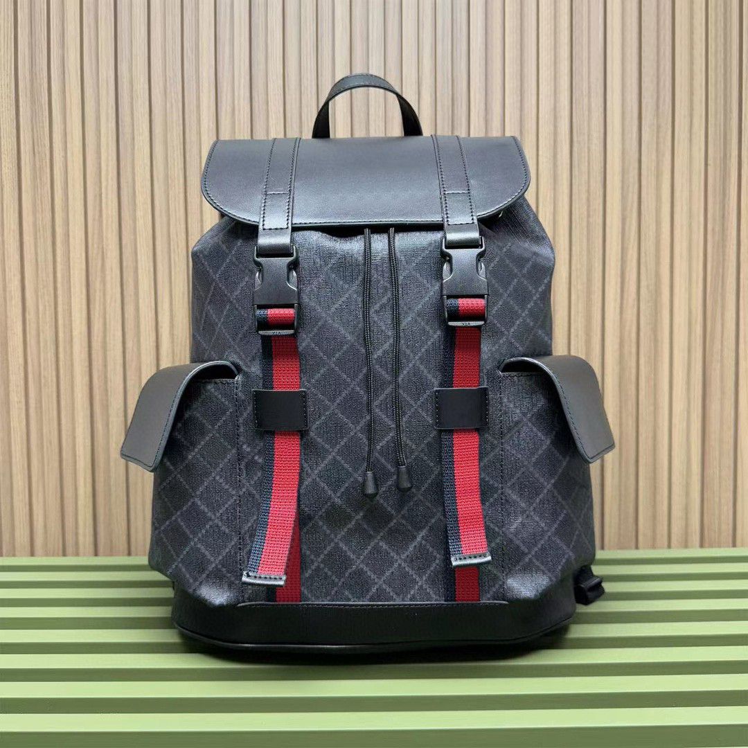 G backpack Designer backpack Mens Backpack Elegant Backpack for Men Classic Diamond Pattern Red Striped Details Roomy Compartments Comfortable to Carry T251111