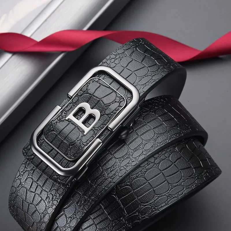 Personalized Simple Crocodile Pattern Automatic Buckle Belt Paired With Casual Business Belt Fashion Mens Unique Design Belt W251024