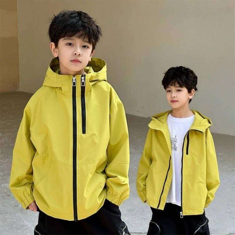 Boys' With Hood Spring Outdoor Sporty Jacket For Big Kids Fashionable New Style Kids' Windbreaker Coat