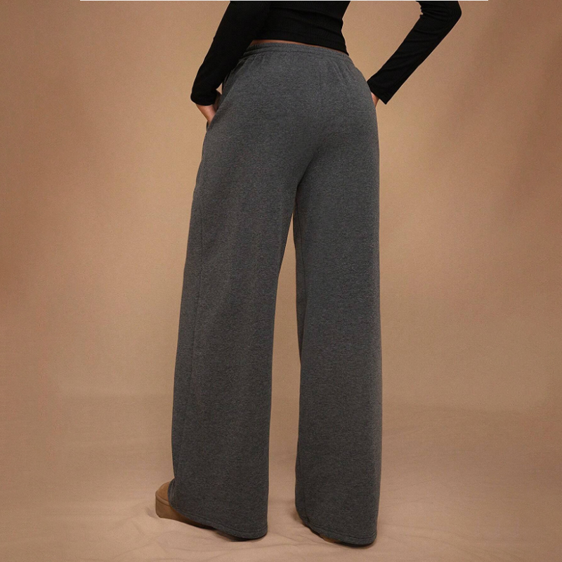 Spring and Autumn Solid Color Loose Feeling Loose Straight High Waist Skinny Wide Leg Pants yoga pants Dark grey