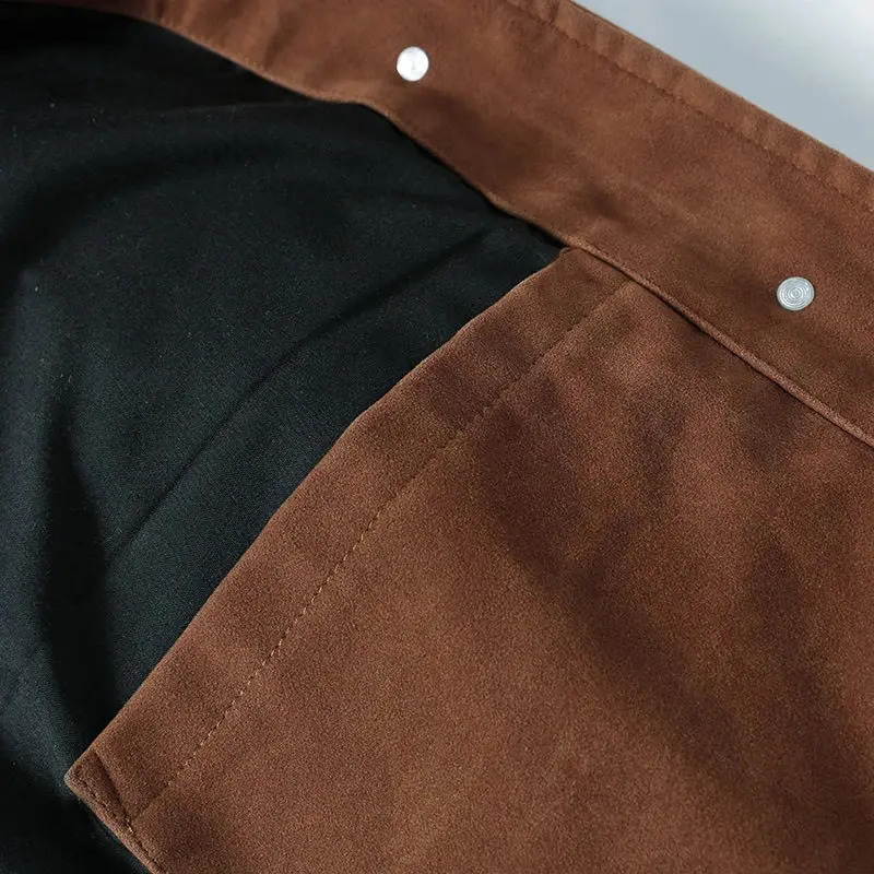 Suede Bomber Jacket Men Vintage PU Brown Leather Jacket Outerwears Spring Autumn Utility Jacke Mens Windbreaker Fall Clothes 251023