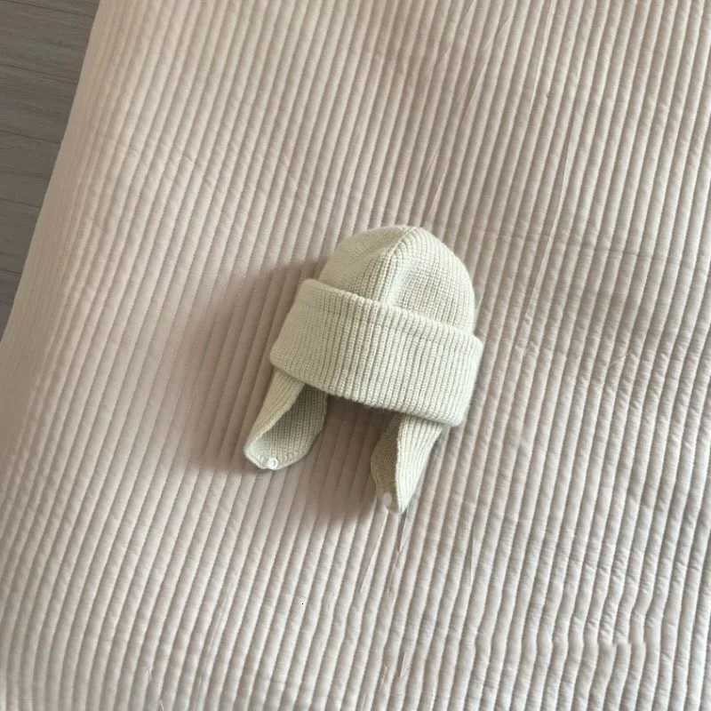 Korea Baby Knit Hat Solid Color Kids Beanies Autumn Winter Baby Bonnet Cap Children Ear Protection Caps For Girls BoysL251024