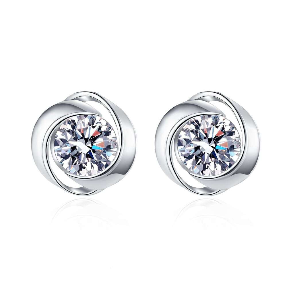 DHCollections-- XDY Pure Sier Women's Spiral 30 50 Points Inlaid Moissanite Stud Earrings High-end Style
