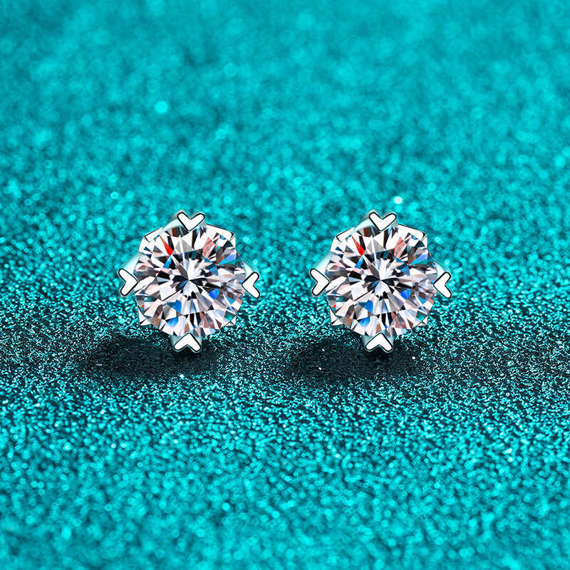 DHCollections-- Sterling Sier Plated with PT950 Gold, Delicate and Exquisite Screw Style Moissanite Earrings for Girlfriend