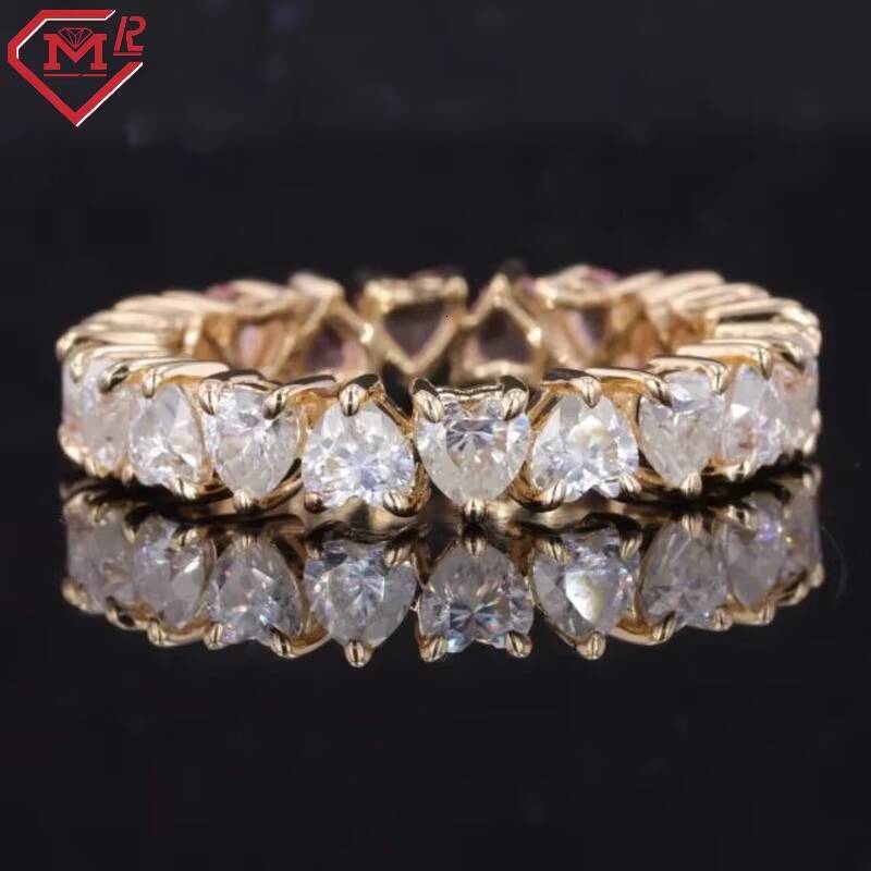 Custom Moissanite Wedding Ring 3 Prong 14k Yellow Gold D VVS Two Tone Heart Cut Moissanite Ring
