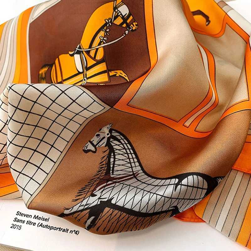 7070cm Silk Square Scarf Wen Handkerchief Printed Fem Shl Bandana Small Neck Muffler Silk Satin Hair Hijab Scarf Y251024