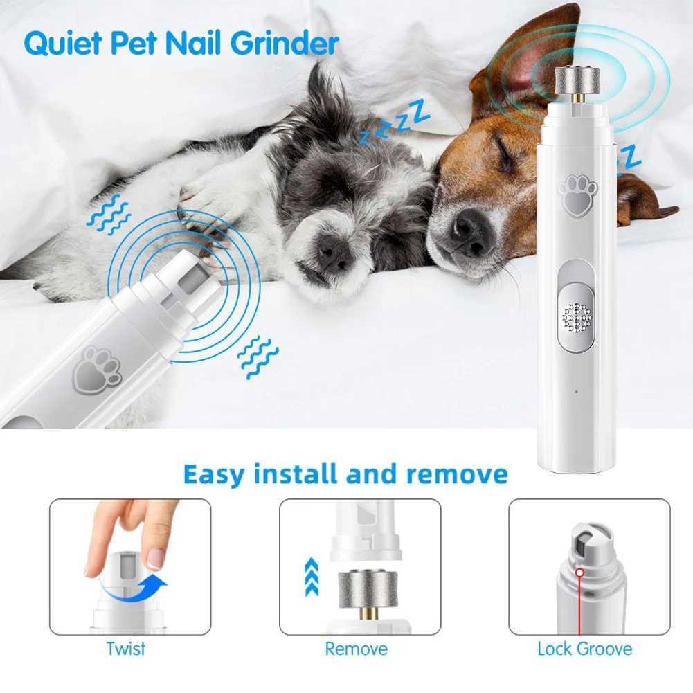 Electric Dog Nail Grinder Painless LED Light Pet Nail Grinder with Polisher Wheel 2Speed Pet Nail Clipper for Pet Paws Grooming Z20251024