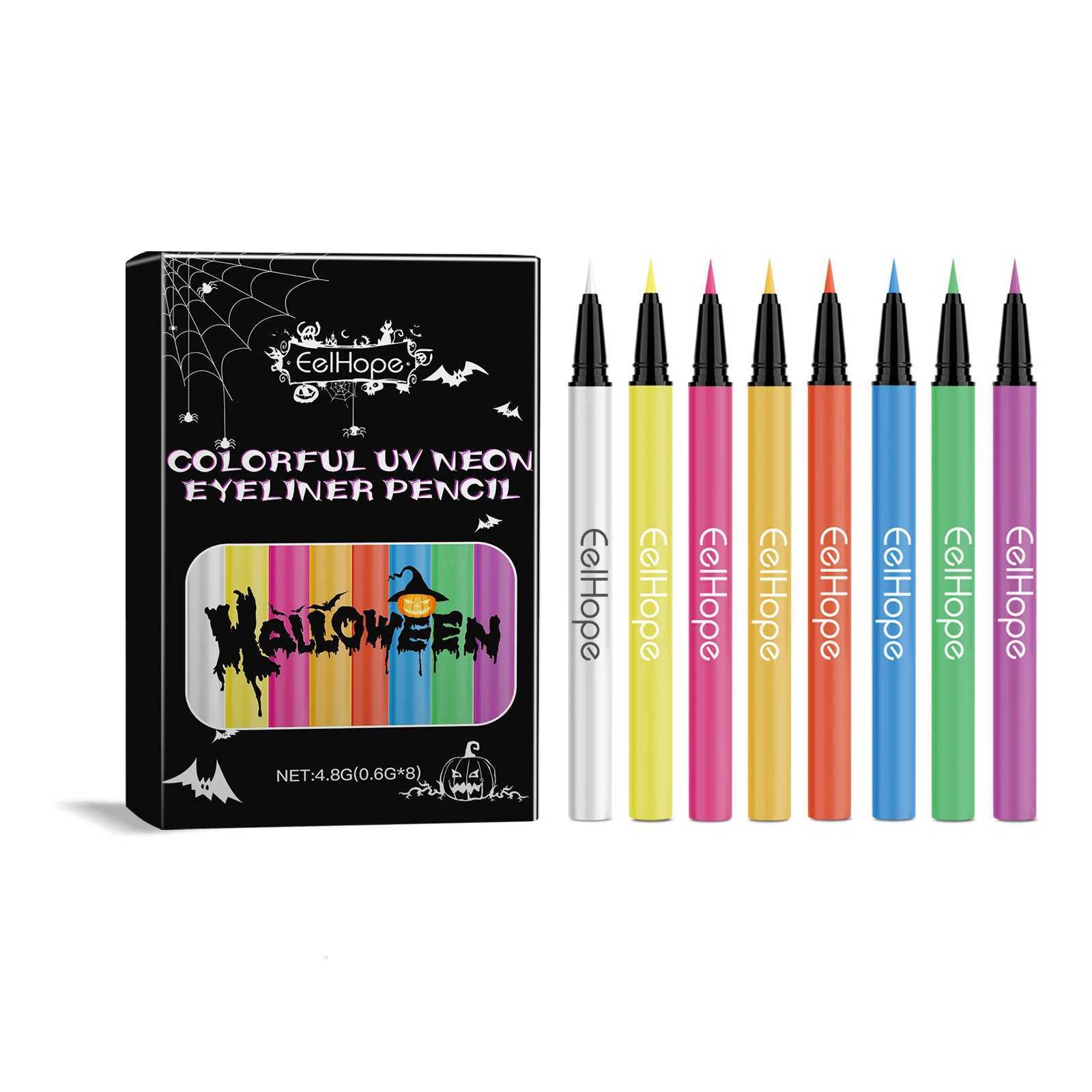 8color Halloween Neon Liquid Eyeliner Eye Makeup Long Lasting Highlighter Paint Face Waterproof Rainbow Shadow Makeup CosmeticsL251024
