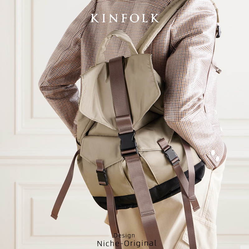 2025 new Niche High-end Textured Unisex Color-blocking Backpack Double-shoulder Bag Travel School Bag Large-capacity Laptop Bag
