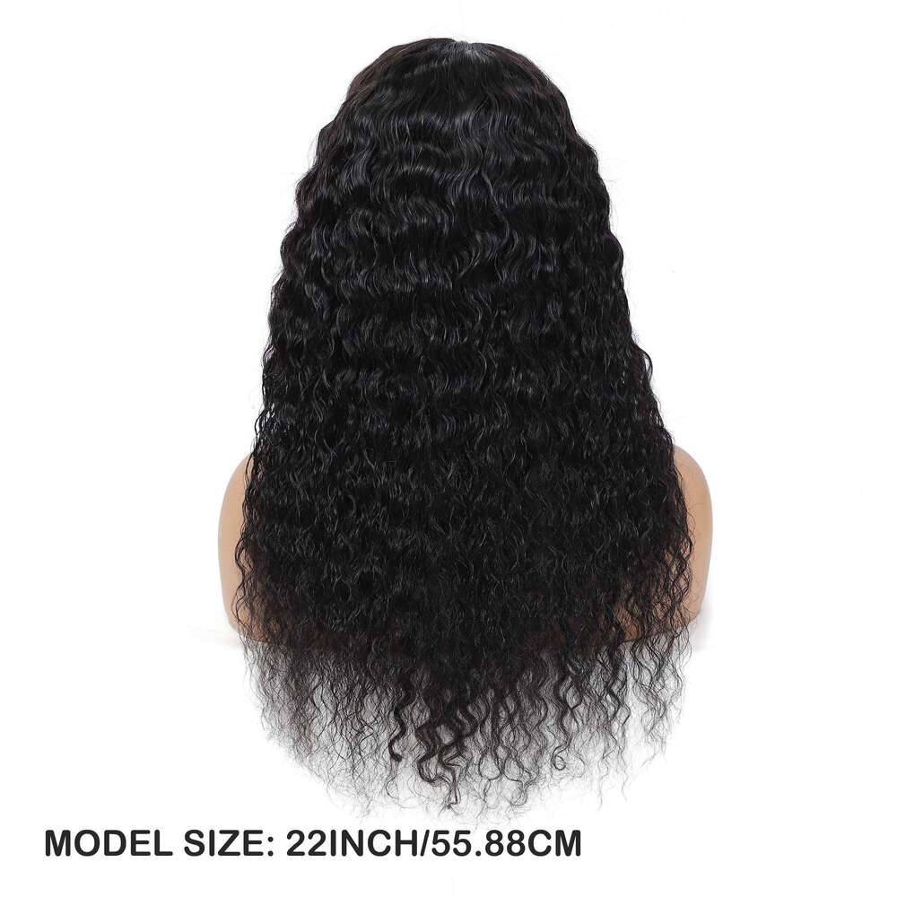 Brazilian Virgin Human Lace Front 13x4 Water Wave 150% Density Wigs with Baby Hair - Pre-Plucked Frontal Wig for Dark Beige, Curly Hairline No Glue/Ad