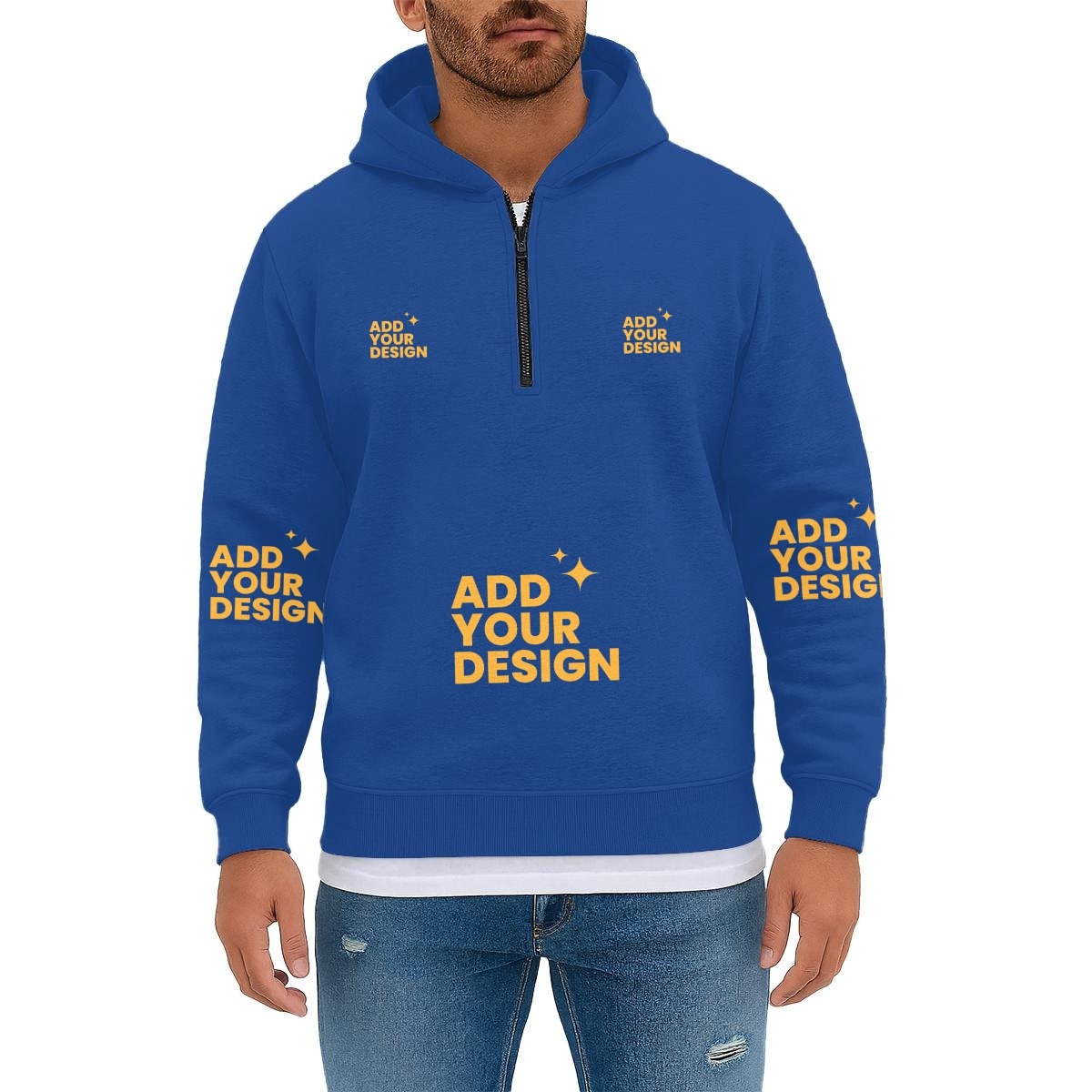 DHgatepod Men's Performance Half-Zip Pullover - DTF Print 100% Polyester Athletic Top for Workouts & Casual Wear