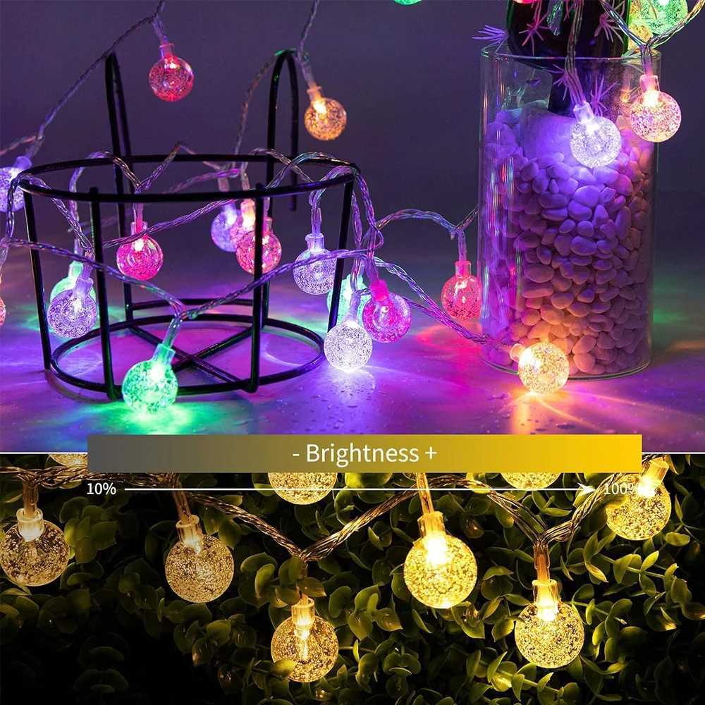 USB Crystal Globe String Lights Outdoor IP65 Waterproof Light Fairy Light 8Mode Remote Christmas Garland for Garden Party Decor C251024