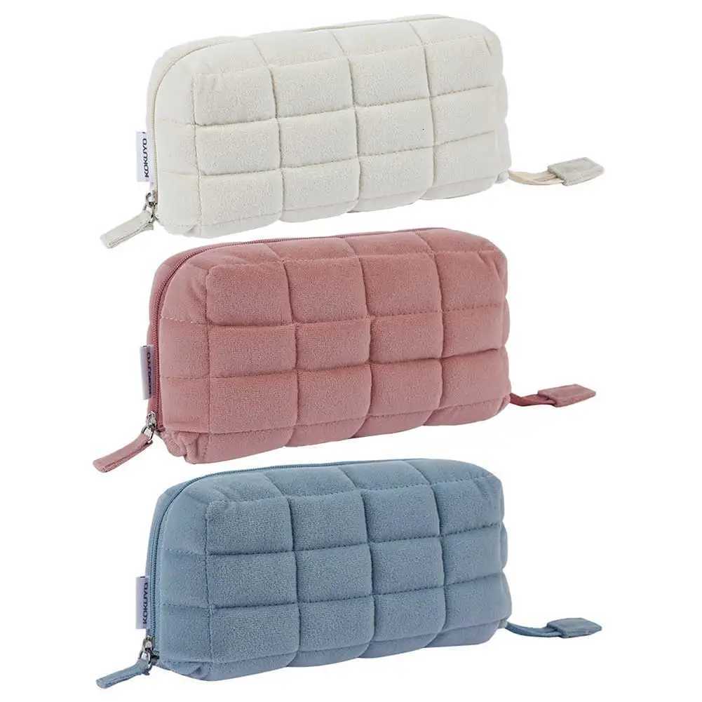 Pillow Shape Soft Makeup Bag Multifunction Quilted Simple Pen Pouch Large Capacity Creative Pencil Box Cotton Makeup Storage BagT251024