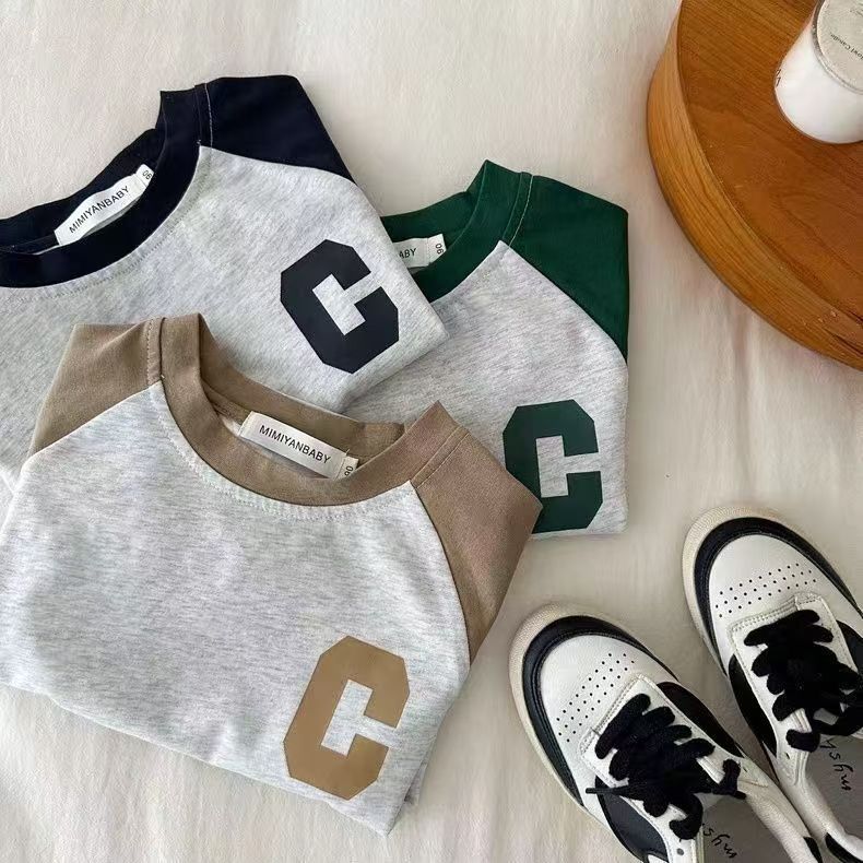 luxury kids clothing 2-Piece Set 2025 Summer Short Sleeve T-Shirt & Shorts, Splicing Korean Style Sports Outfit for Boys and Girls