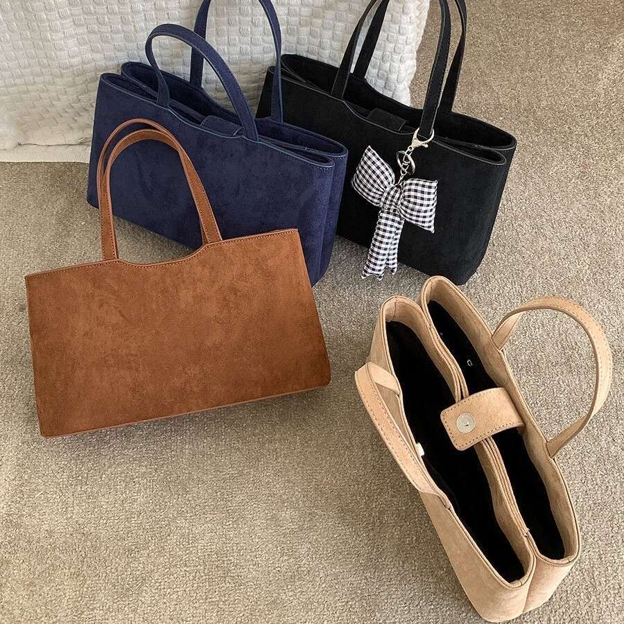 New Handbag For Women Autumn Winter Simple Commuter Tote High-End Large Capacity Suede Bag B5