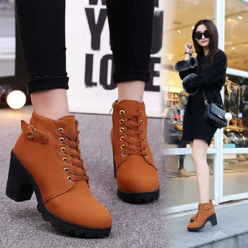 2024 New Spring Winter Women Pumps Boots High Quality Laceup European Ladies Shoes PU High Heels Boots Fast Delivery W251024