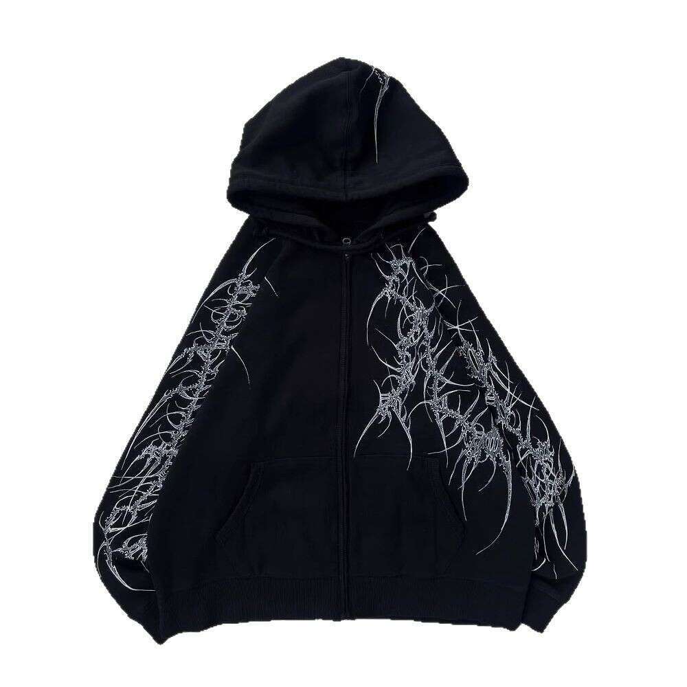 New Fashion Brand Hoodie Haruku Retro Gothic Printing Casual Jacket American Streets Hip Hop Sweatshirt Coat Tops Unisex