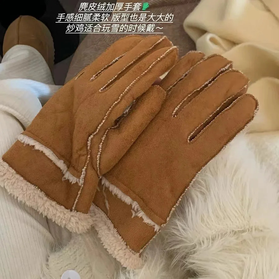 Women Winter Gloves Super Warm Winter Split Finger Gloves Outdoor Riding Skiing Windproof Lamb Fleece Thicken Plush Gloves Lady 251023
