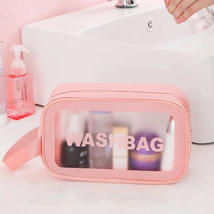 Portable Makeup Bag Large Capacity Make Up Brushes Lipstick Powder Travel Cosmetics Storage Toiletry Bag Waterproof TransparentT251024