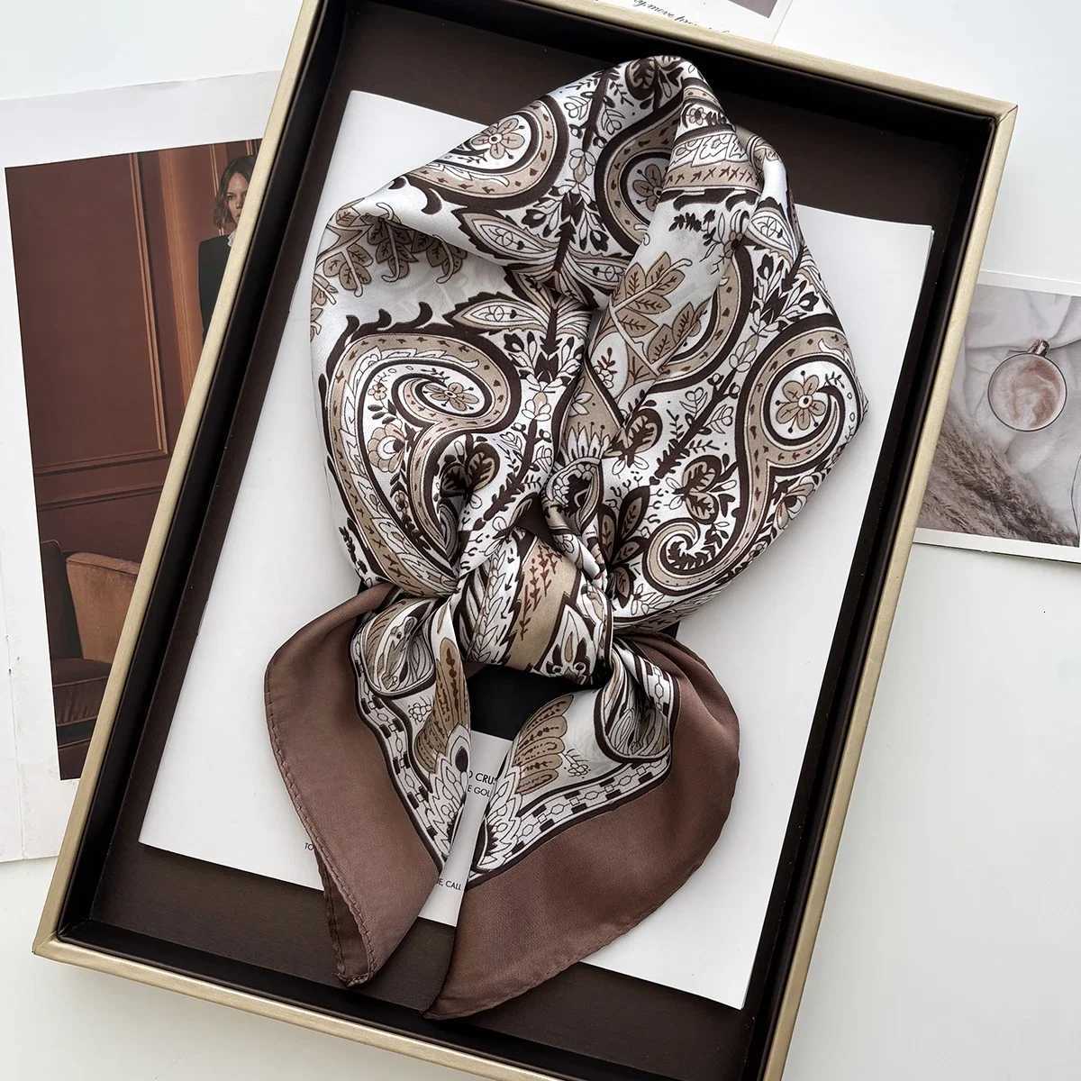 Print Shl Square Scarf for Wen Soft Satin Neckerchief Fem Hair Bands Ribbon band Bandana Y251024