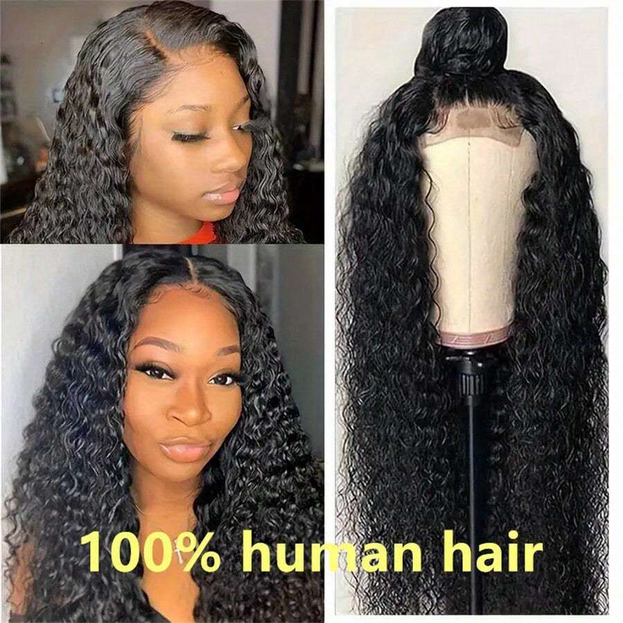 250% Density Deep Wave Lace Front Brazilian Virgin Wig with Baby Pre-Plucked Bleached Knots, Black & Blonde Wavy Hair for Women, Men, Unisex - 100% Hu