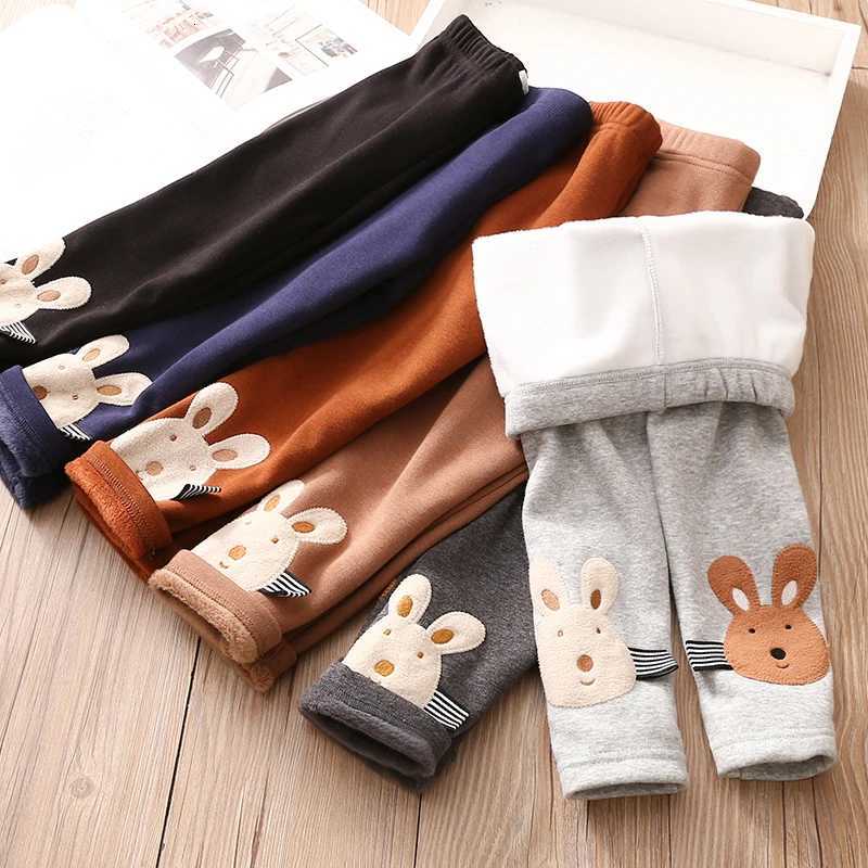 2023 Winter Warm 2 3 4 5 6 8 10 Years Children Cute Color Cartoon Patchwork Plus Velvet Thickening Leggings For Kids Baby GirlsT251024