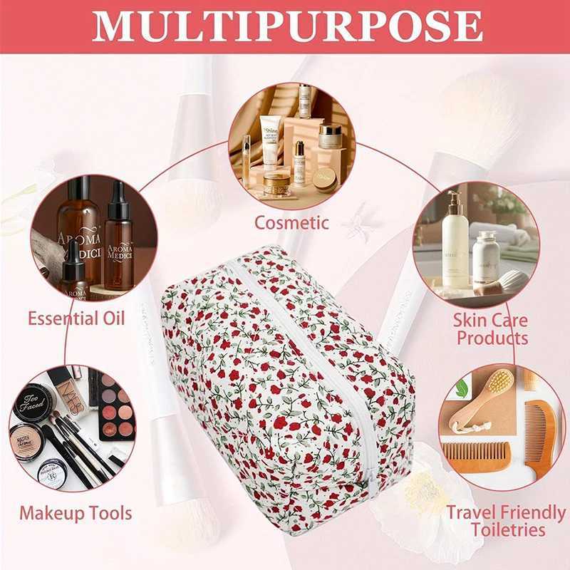 New Style Small Fresh Floral Cosmetic Bag Zipper Skin Care Product Storage Multifunctional Portable Large Capacity Toiletry BagT251024