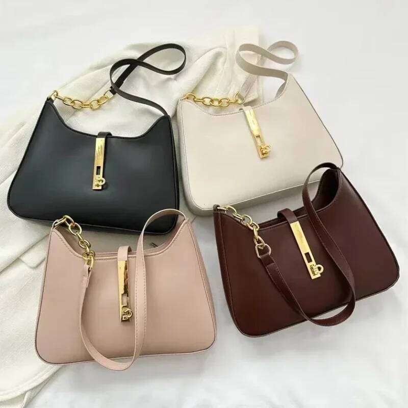 PU Leather Shoulder Bag For Women Casual Solid Color Design Handbags Brand Purse 2025 Fashion Shopper Clutch Women's Bags