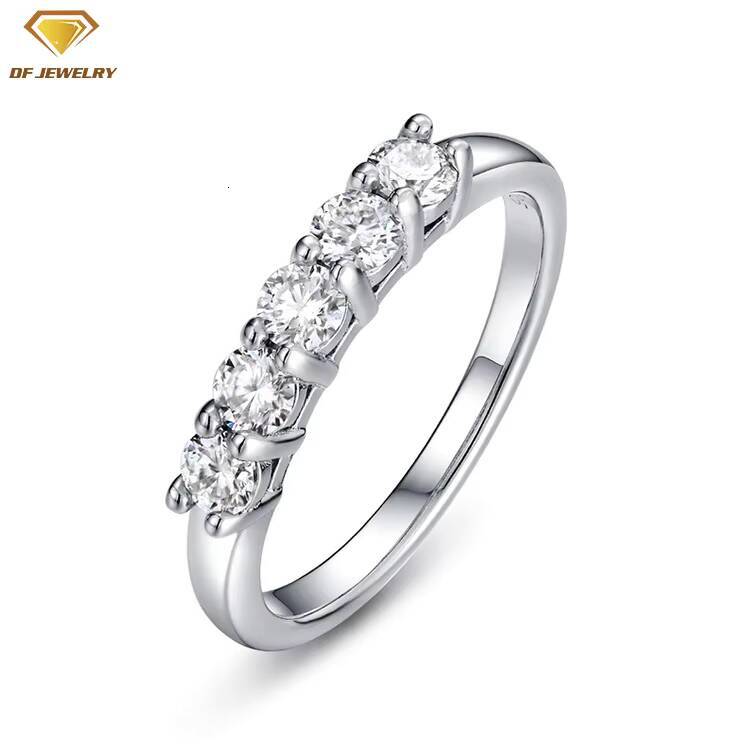 Solid 925 Silver Women Jewelry White Gold Moissanite Ring