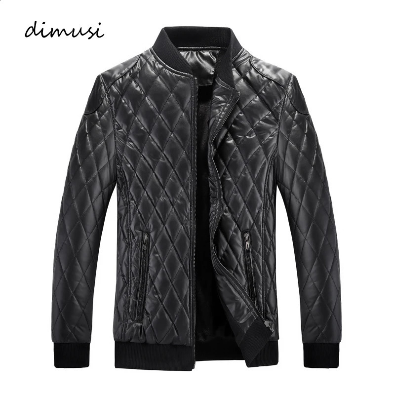 DIMUSI Mens Jacket Fashion Man Fleece Vintage Leather Coats Casual Outwear Faux Leather Motorcycle Jackets Biker Coats Clothing 251023