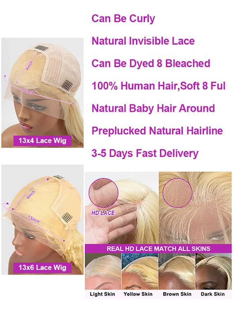 613 Loose Deep Wave 13x6 HD Lace Frontal Wigs Curly Human Hair 40 42 Inch Blonde Water Wave Lace Front Wigs For Women 250 W251023