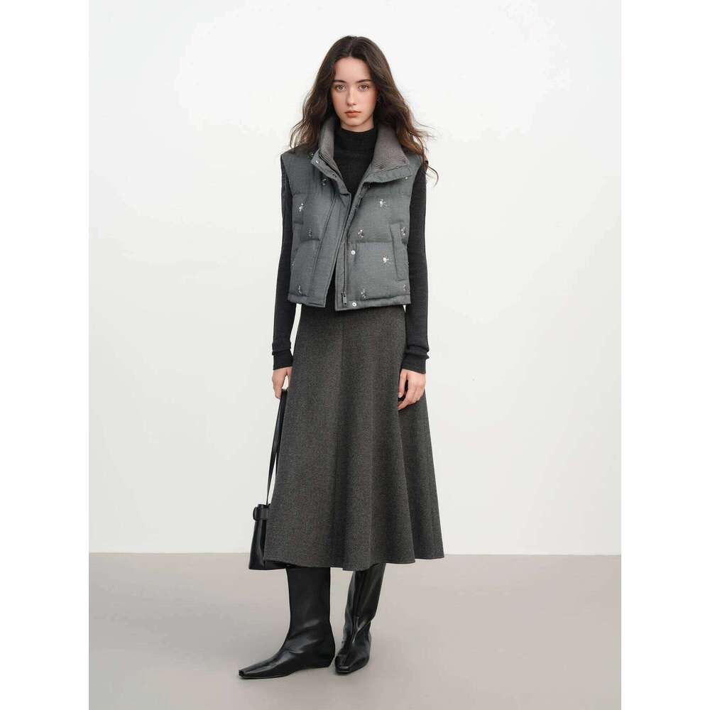 Fslepremium Seriesbeaded Short Puffer Vest Women Autumn Winter Quilted Jacket Down Gilet Coat Outdoor Streetwear Womens Coat
