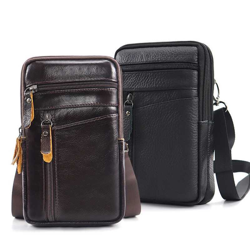 Men Genuine Leather Phone Bags Mini Waist Packs Belt Bag Classic Crossbody Shoulder Bag Fashion Small Mens Chest Shoulder PouchL251024