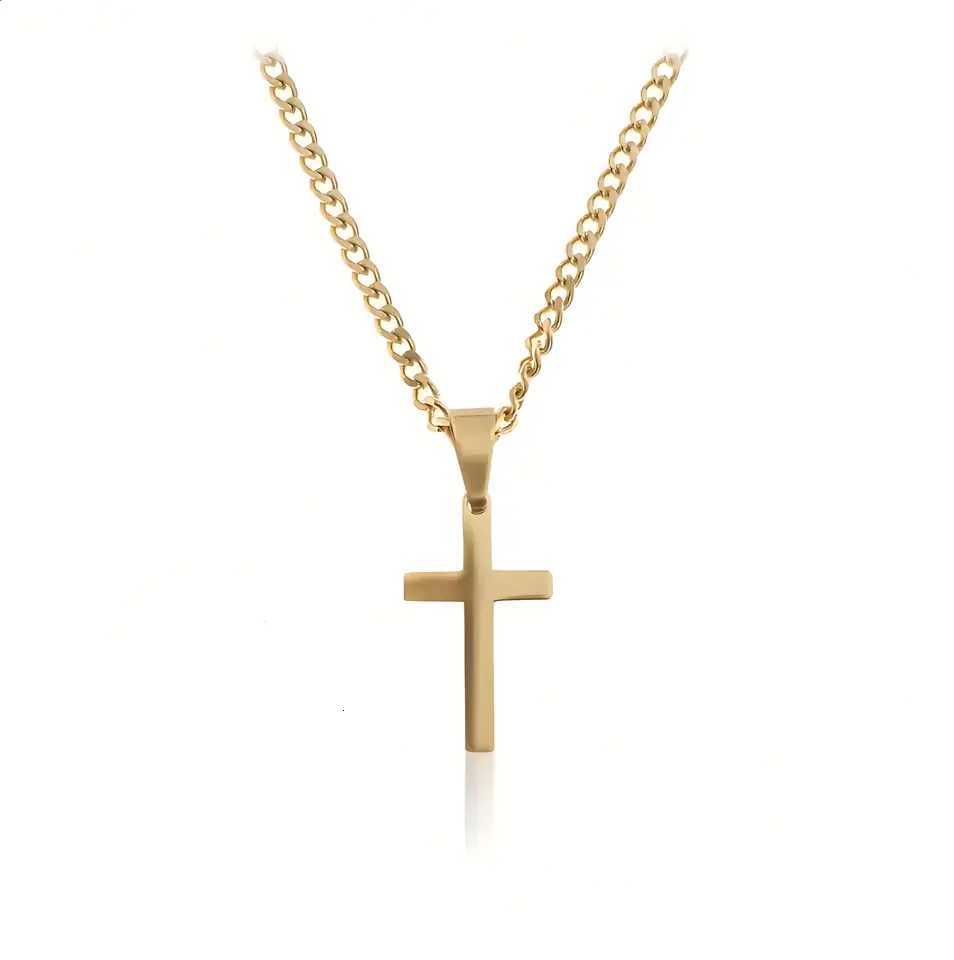 Tren Unisex Cross Pendant Necklace Gold Plated Cuban Chain Stainl Steel Niche Design Jewelry for Streetwear MemorableXJ251024