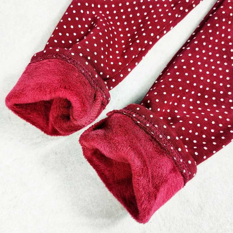 Sweet Leggings Girls Dot Velvet Pants Autumn Winter Kids Cotton Stretch Warm Trousers Baby Girls Elastic Waist Slim PantsT251024
