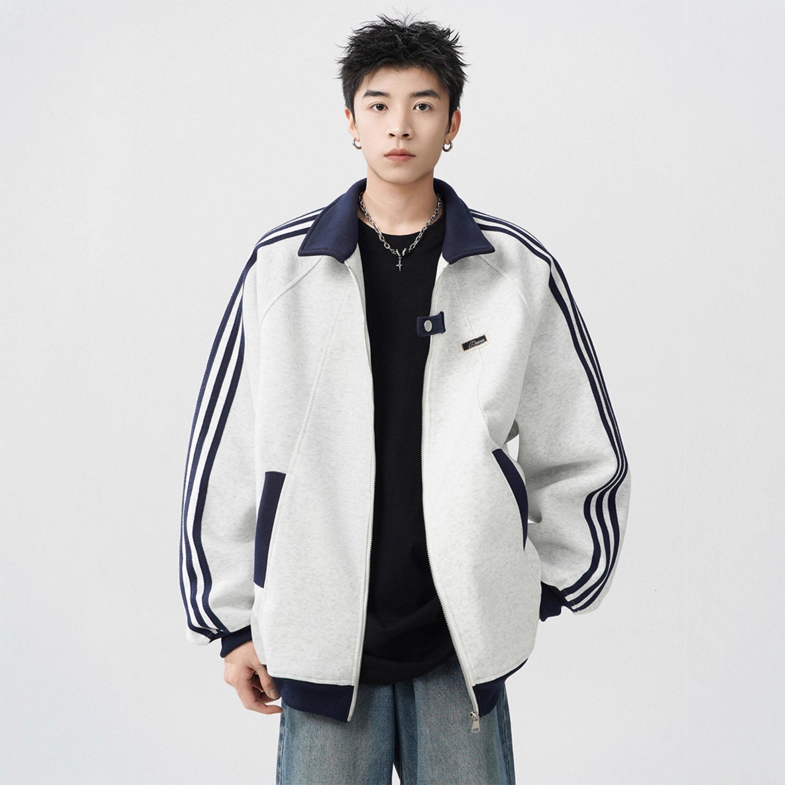 American Style Striped Casual Cardigan Sweatshirt Men Autumn Winter Designer Hoodie Jacket Tracksuit Men Polo Veste Coat New Trendy Brand College Styl