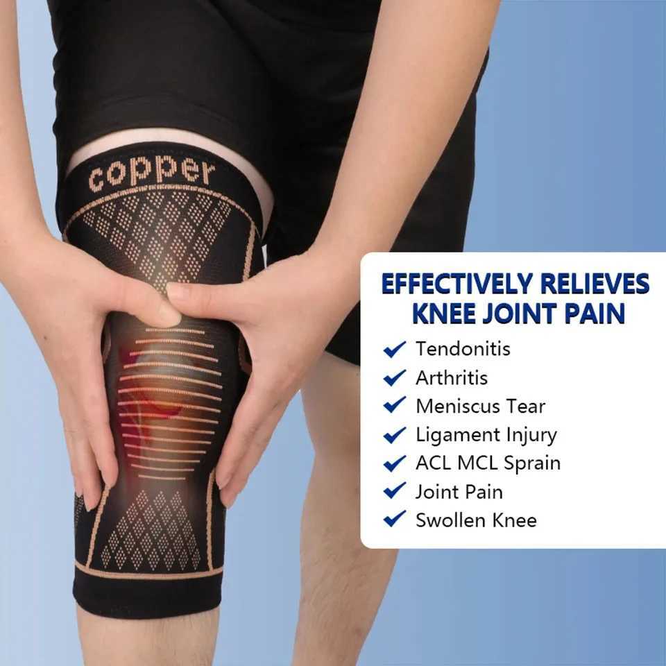 Copper Knee Support Pad Braces for Arthritis Joint Pain Relief Compression Knee Sleeve for Sports Fitness Workout Running UnisexW251024