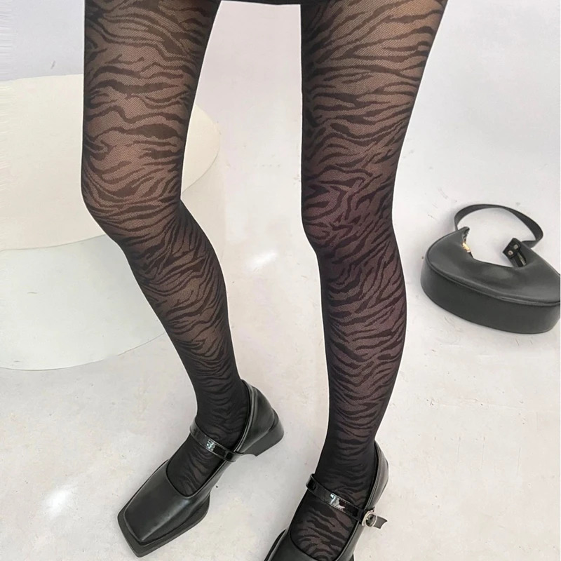Sexy Striped Ladies Pantyhose Thin Black Zebra Pattern Personality Womens Tights Office Ladies Fashion Bottomed Leggings Woman 251018