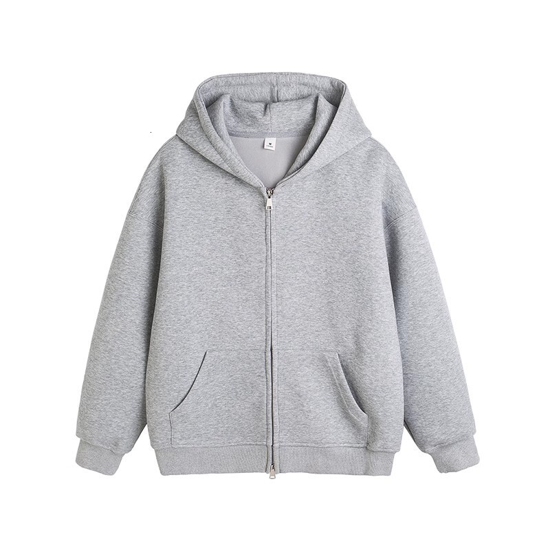 Gray Fleece-lined Cardigan Designer Hoodie Jacket Tracksuit Men Polo Veste Coat Sweatshirt For Men, Spring And Autumn Style, Double-zipper Hooded Jack