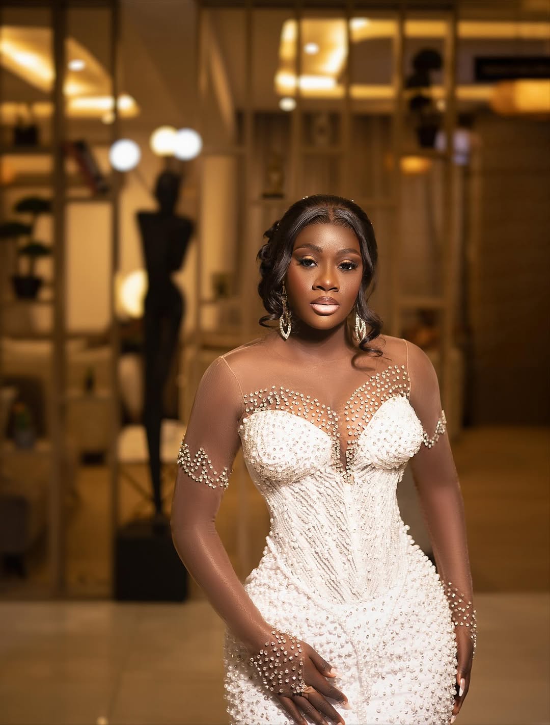 2025 Aso Ebi African Wedding Dress Bridal Gowns For Bride Mermaid Sheer Neck Illusion Appliqued Beaded Lace Pearls Rhinestones Wedding Gowns For Black