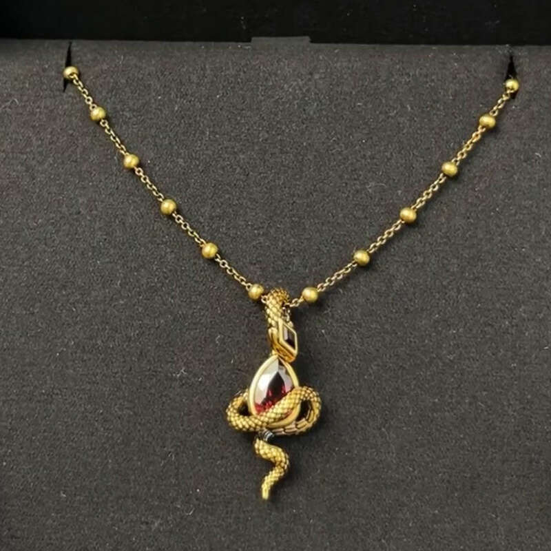 Red Black Gold Cane Necklace 2024 New Zodiac Snake Shape Exquisite Collarbone Chain
