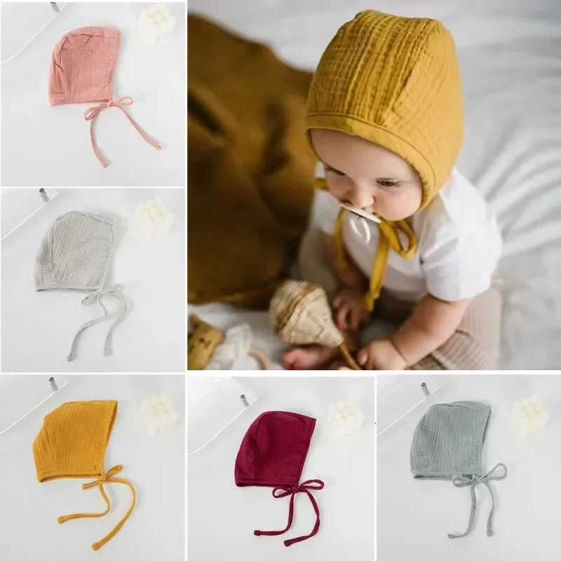 Newborn Cap Child Lacing Babies Knitted Cotton Solid Color cute Hat Mother and Kids Supplies Baby Hats Caps for 024 MonthsL251024