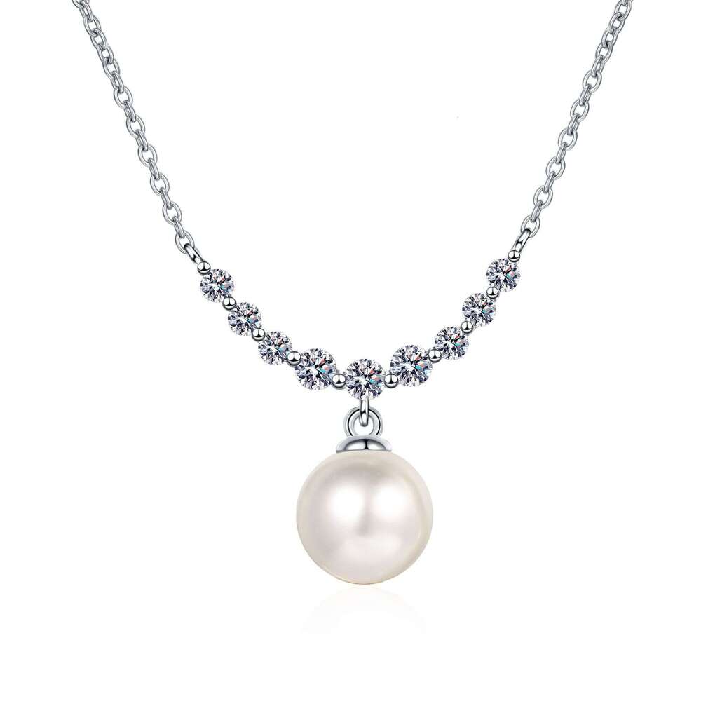 DHCollections-- XDY Pure Sier Clavicle Chain for Women 8mm Flawless Freshwater Pearl Smiley Face Moissanite Necklace
