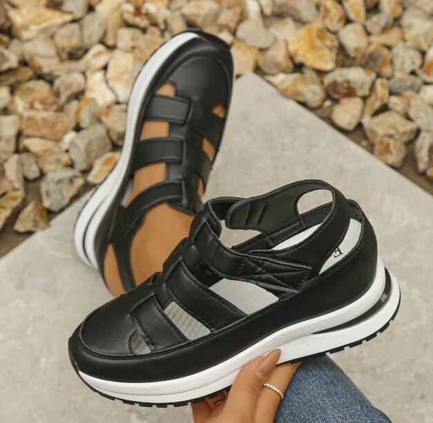 Hollow out casual sandals for women summer 2024 versatile thin sponge cake thick sole high height women's shoes Z 10.21-6