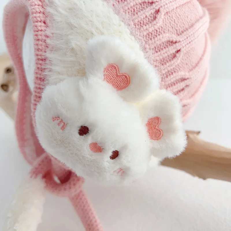 Cute Animal Baby Earmuffs Cap Winter Warm Ear Protection Hat Velvet Lining Kids Beanie Plush Ball Children Woolen Knit Hats 13YL251024