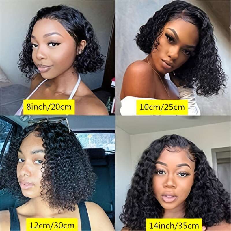 Wig Human Hair Glueless 13x4 Front Pre Plucked for Women 150% Density Mongolian HD Kinky Curly Bob Lace Frontal Wigs Wet and Wave