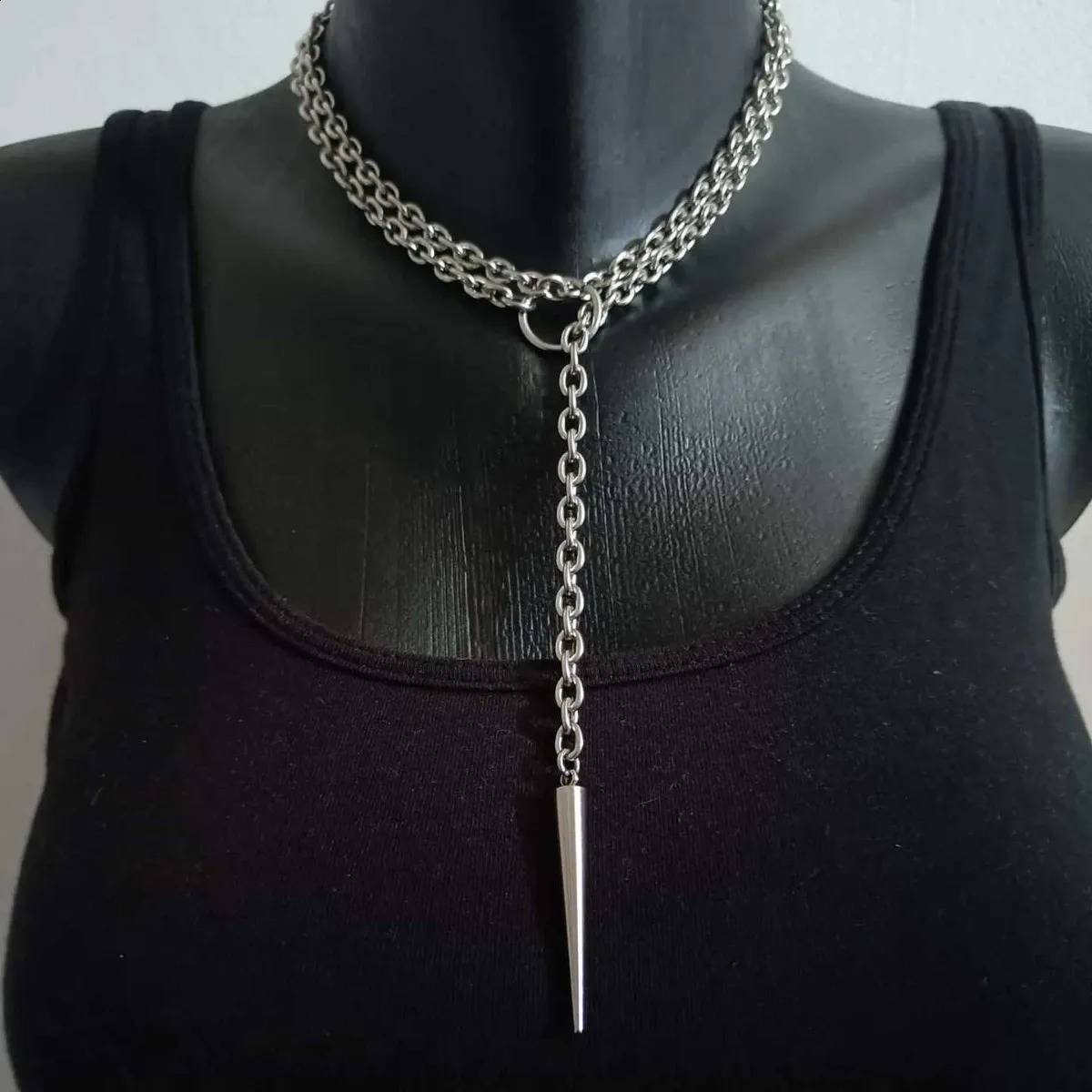 Punk stud necklace Gothic jewelry bat exaggeration hippie Y2k nightclub Oring sense TrendyChoker For Women Man 251023